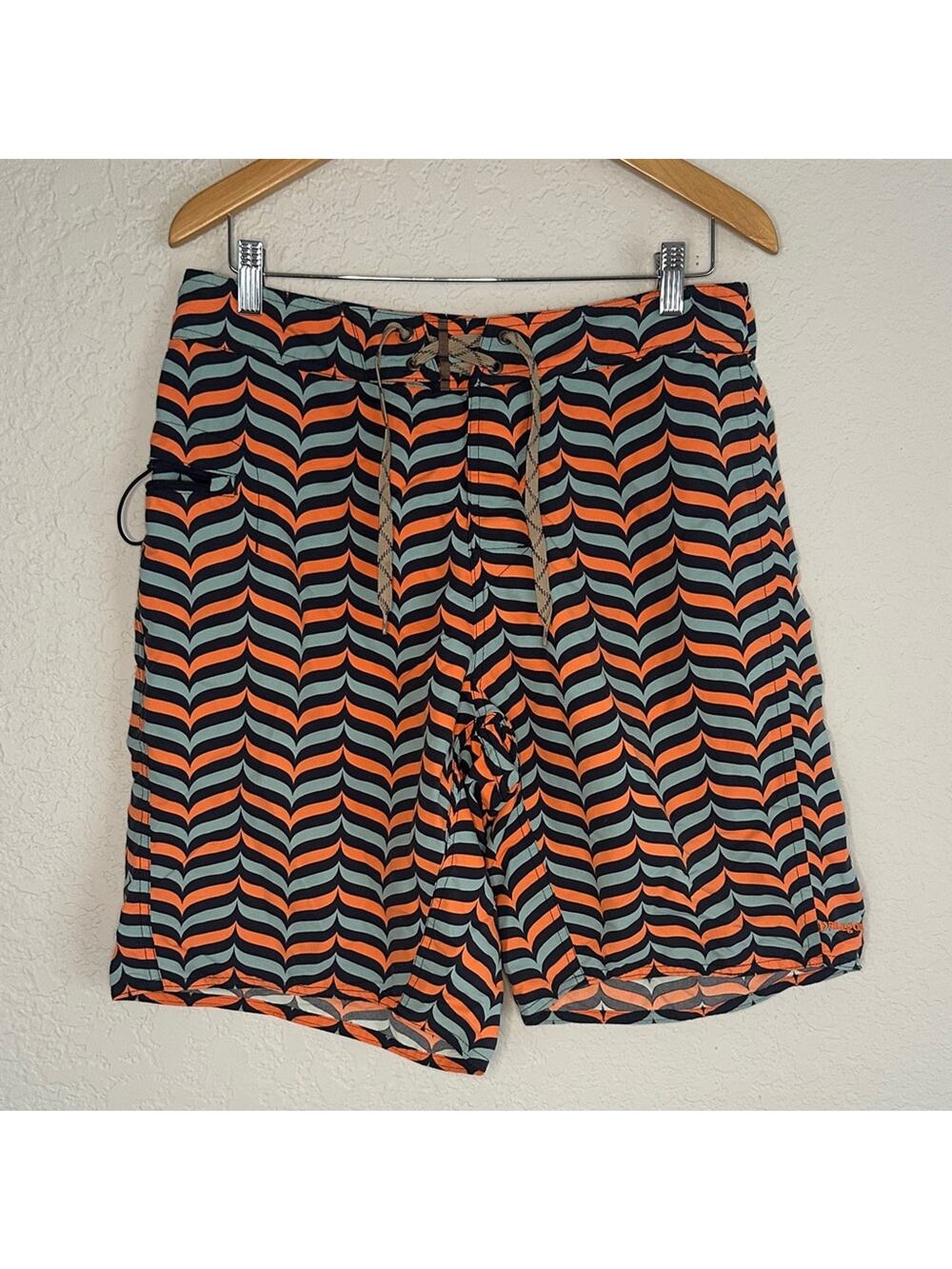 Patagonia Nylon Swim Trunks Blue Orange Florida Gators Zip Pocket Board Shorts